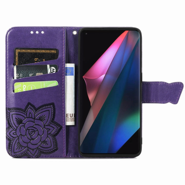 For OPPO Find X3 Pro Butterfly Love Flowers Embossed Horizontal Flip Leather Case with Holder & Card Slots & Wallet & Lanyard