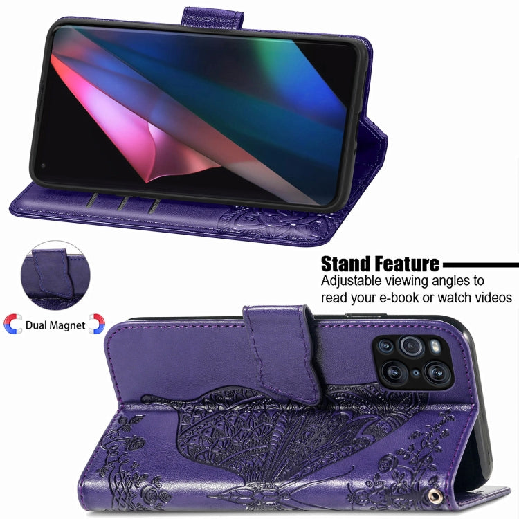For OPPO Find X3 Pro Butterfly Love Flowers Embossed Horizontal Flip Leather Case with Holder & Card Slots & Wallet & Lanyard