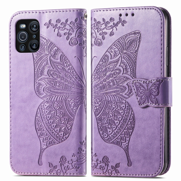 For OPPO Find X3 Pro Butterfly Love Flowers Embossed Horizontal Flip Leather Case with Holder & Card Slots & Wallet & Lanyard