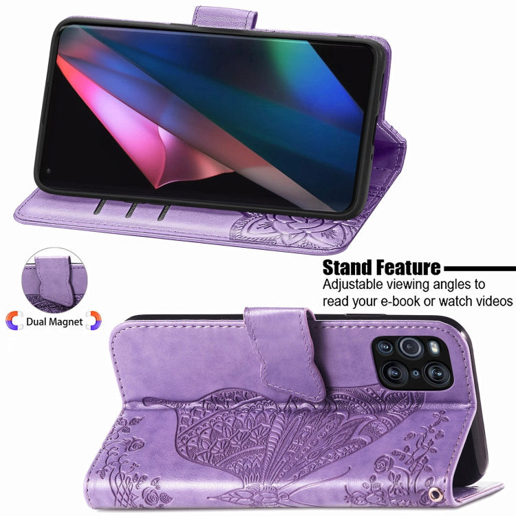 For OPPO Find X3 Pro Butterfly Love Flowers Embossed Horizontal Flip Leather Case with Holder & Card Slots & Wallet & Lanyard
