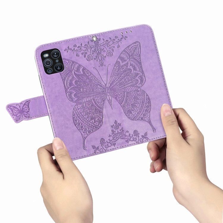 For OPPO Find X3 Pro Butterfly Love Flowers Embossed Horizontal Flip Leather Case with Holder & Card Slots & Wallet & Lanyard