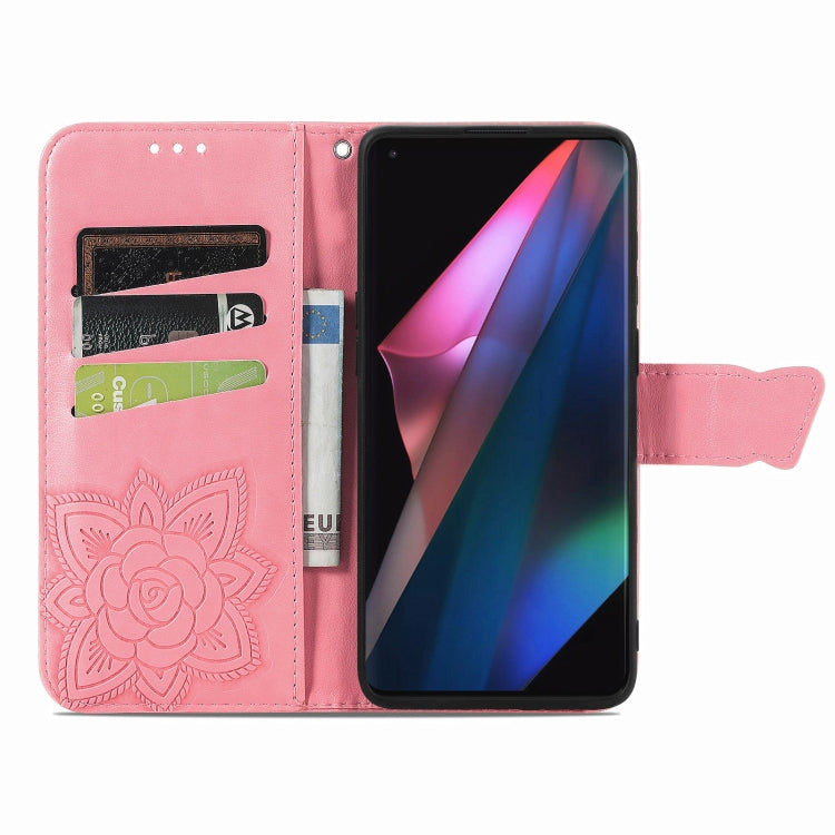 For OPPO Find X3 Pro Butterfly Love Flowers Embossed Horizontal Flip Leather Case with Holder & Card Slots & Wallet & Lanyard