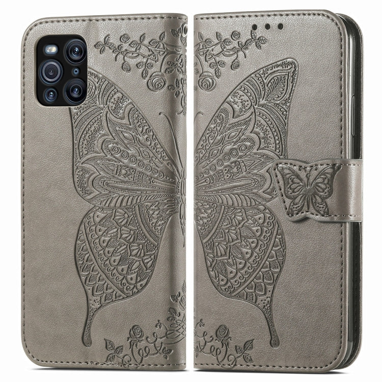 For OPPO Find X3 Pro Butterfly Love Flowers Embossed Horizontal Flip Leather Case with Holder & Card Slots & Wallet & Lanyard