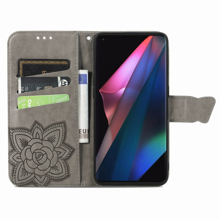 For OPPO Find X3 Pro Butterfly Love Flowers Embossed Horizontal Flip Leather Case with Holder & Card Slots & Wallet & Lanyard