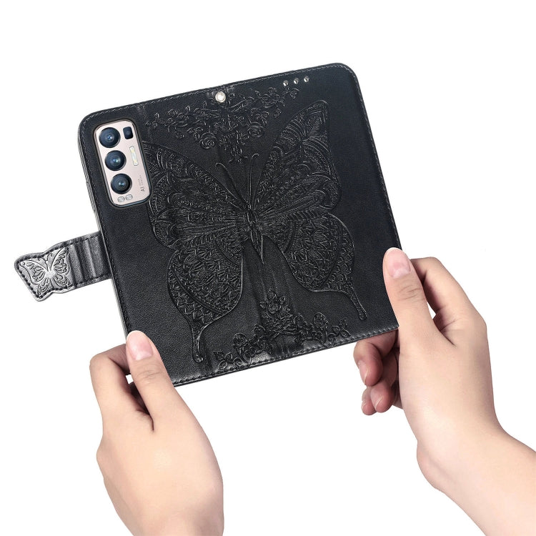 For OPPO Reno5 Pro+ Butterfly Love Flowers Embossed Horizontal Flip Leather Case with Holder & Card Slots & Wallet & Lanyard