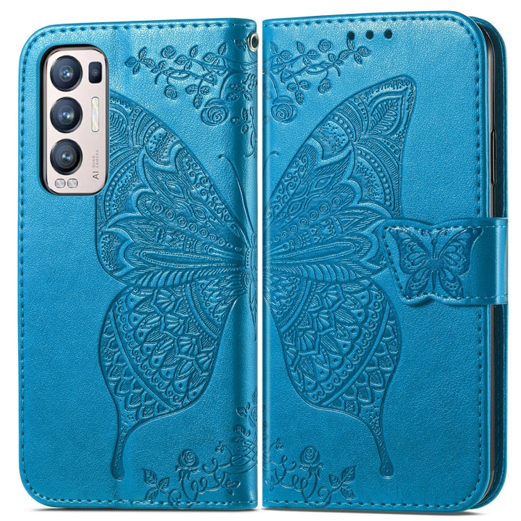 For OPPO Reno5 Pro+ Butterfly Love Flowers Embossed Horizontal Flip Leather Case with Holder & Card Slots & Wallet & Lanyard