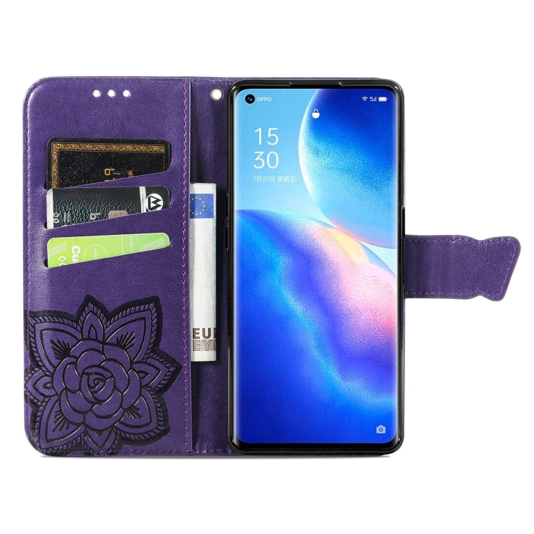 For OPPO Reno5 Pro+ Butterfly Love Flowers Embossed Horizontal Flip Leather Case with Holder & Card Slots & Wallet & Lanyard