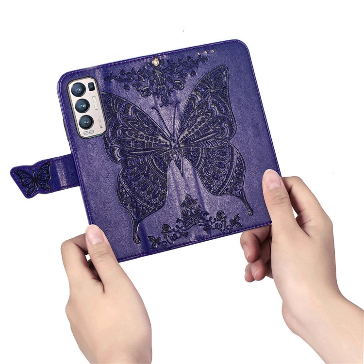 For OPPO Reno5 Pro+ Butterfly Love Flowers Embossed Horizontal Flip Leather Case with Holder & Card Slots & Wallet & Lanyard