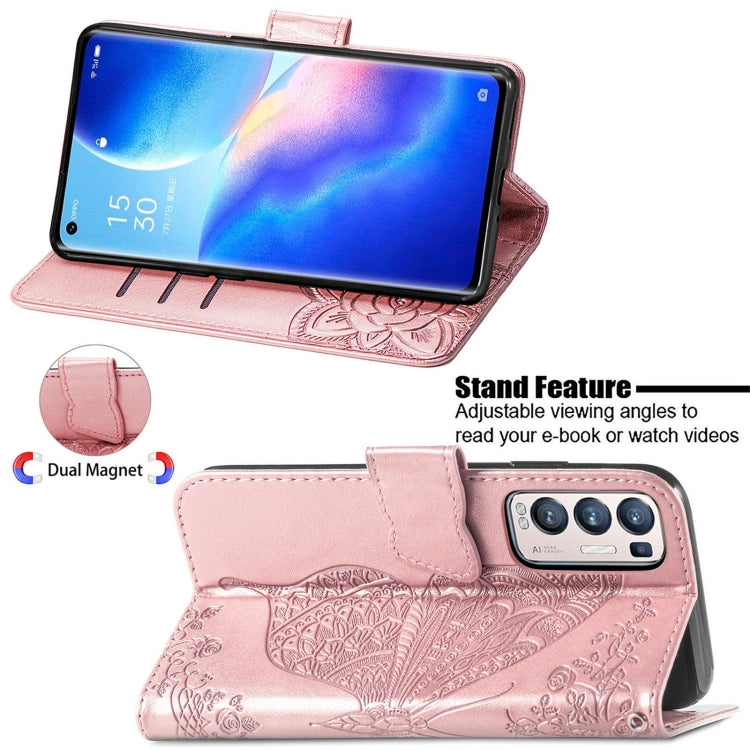 For OPPO Reno5 Pro+ Butterfly Love Flowers Embossed Horizontal Flip Leather Case with Holder & Card Slots & Wallet & Lanyard