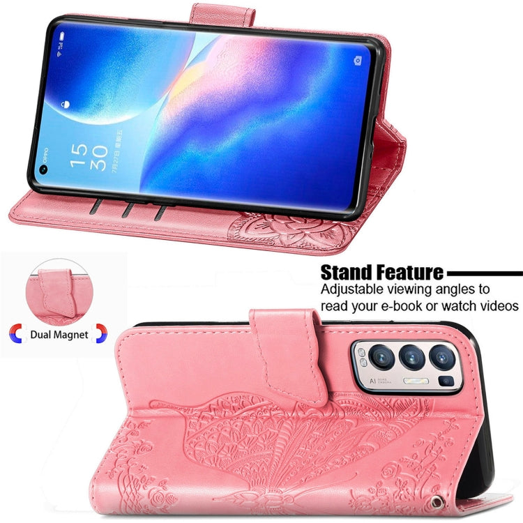 For OPPO Reno5 Pro+ Butterfly Love Flowers Embossed Horizontal Flip Leather Case with Holder & Card Slots & Wallet & Lanyard