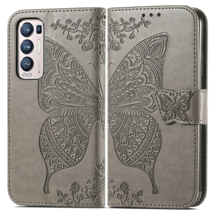 For OPPO Reno5 Pro+ Butterfly Love Flowers Embossed Horizontal Flip Leather Case with Holder & Card Slots & Wallet & Lanyard