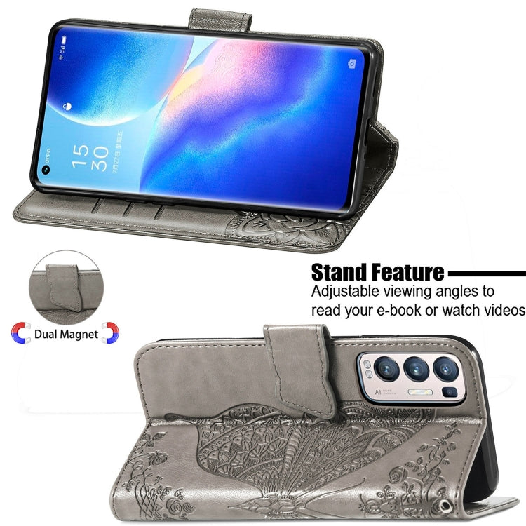 For OPPO Reno5 Pro+ Butterfly Love Flowers Embossed Horizontal Flip Leather Case with Holder & Card Slots & Wallet & Lanyard