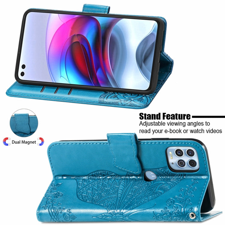 For Motorola Edge S Butterfly Love Flowers Embossed Horizontal Flip Leather Case with Holder & Card Slots & Wallet & Lanyard