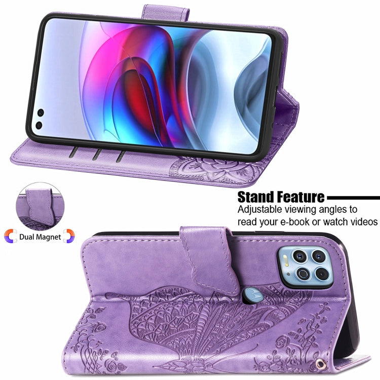 For Motorola Edge S Butterfly Love Flowers Embossed Horizontal Flip Leather Case with Holder & Card Slots & Wallet & Lanyard