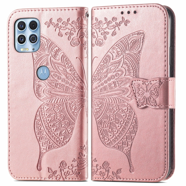 For Motorola Edge S Butterfly Love Flowers Embossed Horizontal Flip Leather Case with Holder & Card Slots & Wallet & Lanyard