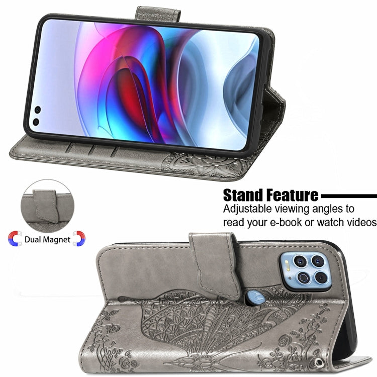 For Motorola Edge S Butterfly Love Flowers Embossed Horizontal Flip Leather Case with Holder & Card Slots & Wallet & Lanyard