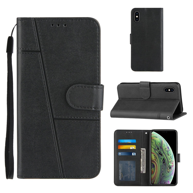 For iPhone XS Max Stitching Calf Texture Buckle Horizontal Flip Leather Case with Holder & Card Slots & Wallet & Lanyard