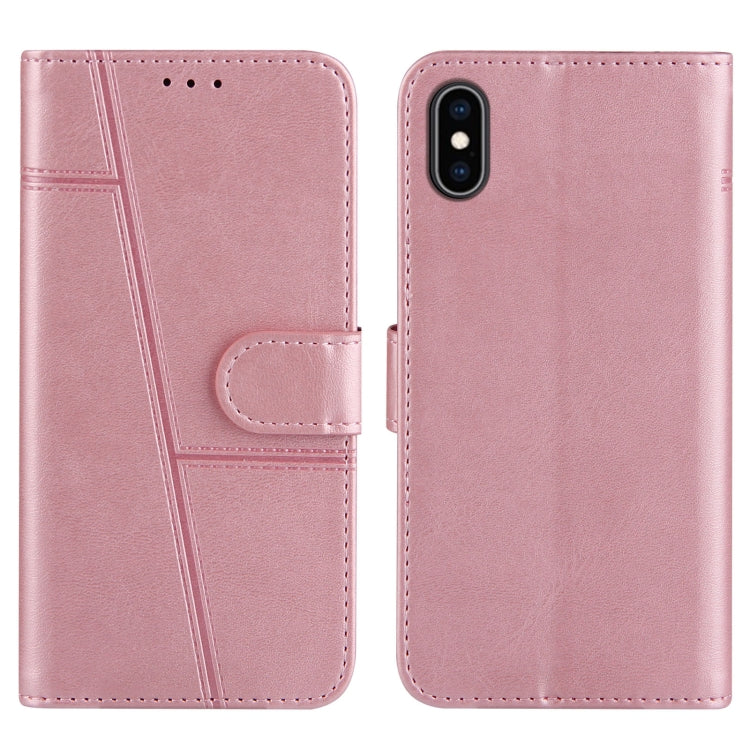 For iPhone XS Max Stitching Calf Texture Buckle Horizontal Flip Leather Case with Holder & Card Slots & Wallet & Lanyard