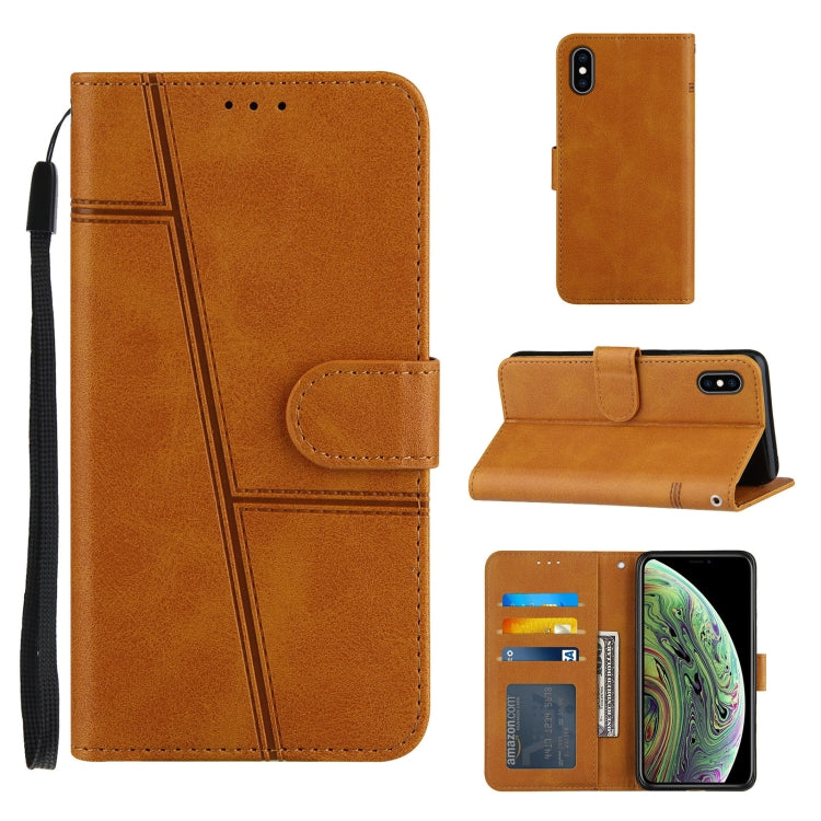 For iPhone XS Max Stitching Calf Texture Buckle Horizontal Flip Leather Case with Holder & Card Slots & Wallet & Lanyard