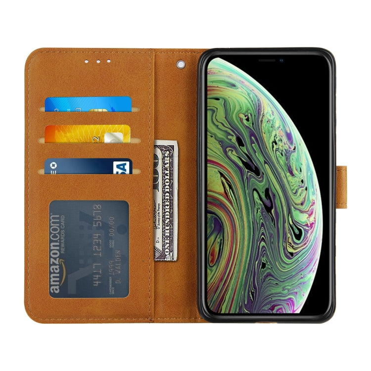 For iPhone XS Max Stitching Calf Texture Buckle Horizontal Flip Leather Case with Holder & Card Slots & Wallet & Lanyard