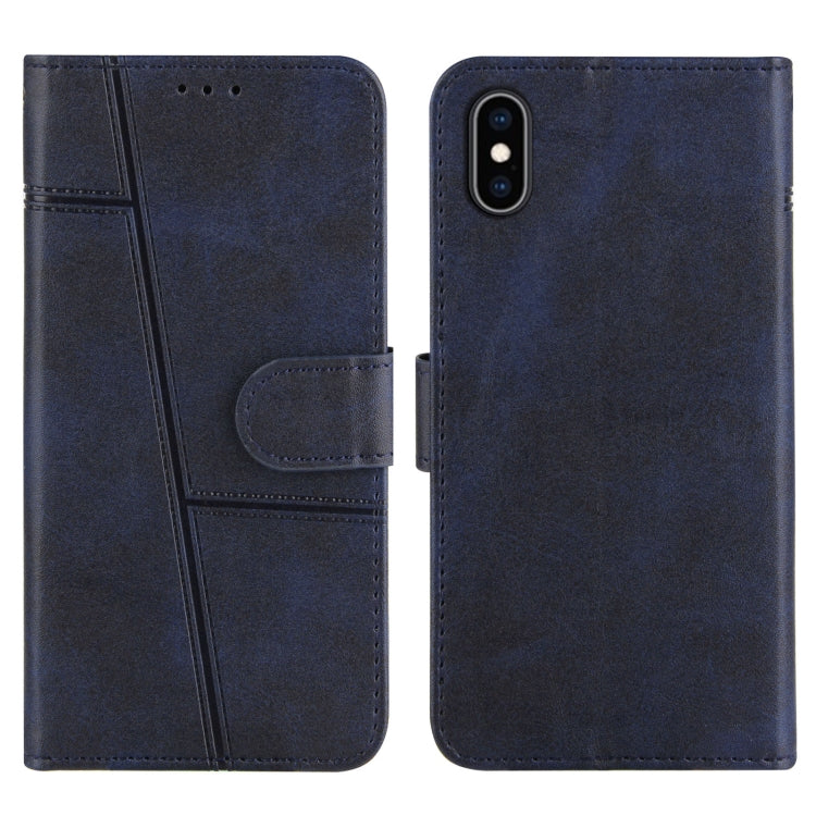 For iPhone XS Max Stitching Calf Texture Buckle Horizontal Flip Leather Case with Holder & Card Slots & Wallet & Lanyard