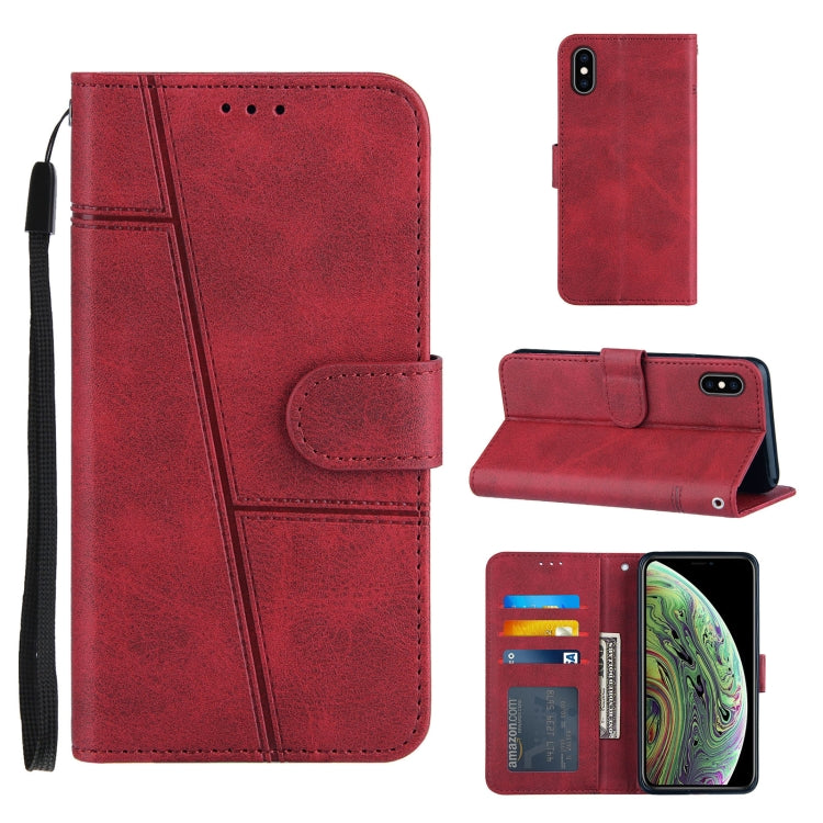 For iPhone XS Max Stitching Calf Texture Buckle Horizontal Flip Leather Case with Holder & Card Slots & Wallet & Lanyard