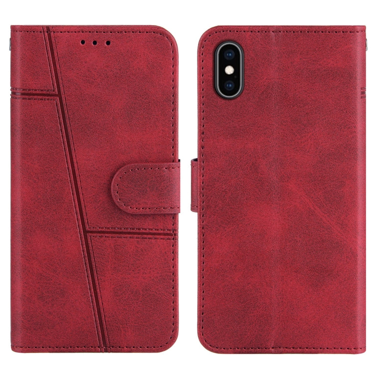 For iPhone XS Max Stitching Calf Texture Buckle Horizontal Flip Leather Case with Holder & Card Slots & Wallet & Lanyard