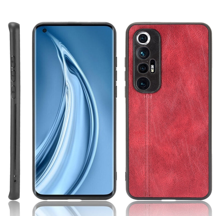 For Xiaomi Mi 10S Shockproof Sewing Cow Pattern Skin PC + PU + TPU Case