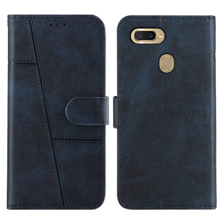For OPPO A7 / A5S / A12 Stitching Calf Texture Buckle Horizontal Flip Leather Case with Holder & Card Slots & Wallet & Lanyard