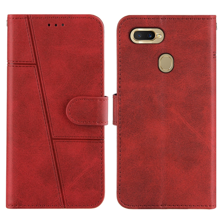 For OPPO A7 / A5S / A12 Stitching Calf Texture Buckle Horizontal Flip Leather Case with Holder & Card Slots & Wallet & Lanyard