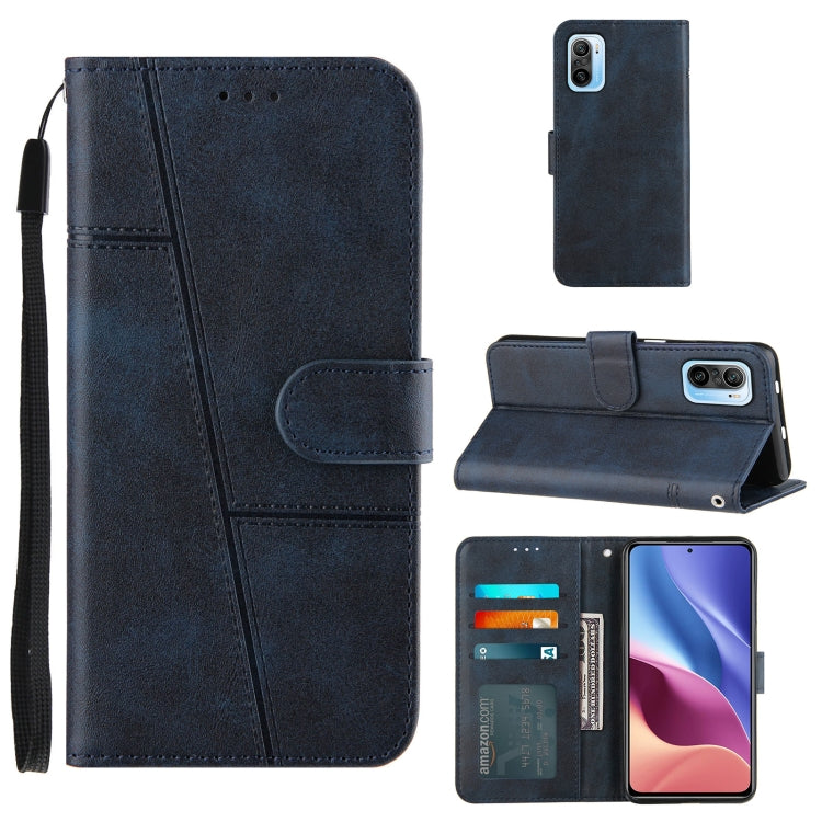 For Xiaomi Redmi K40 / K40 Pro / POCO F3 Stitching Calf Texture Buckle Horizontal Flip Leather Case with Holder & Card Slots & Wallet & Lanyard