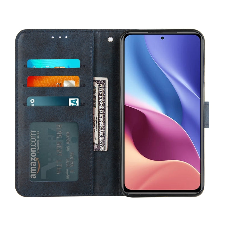 For Xiaomi Redmi K40 / K40 Pro / POCO F3 Stitching Calf Texture Buckle Horizontal Flip Leather Case with Holder & Card Slots & Wallet & Lanyard
