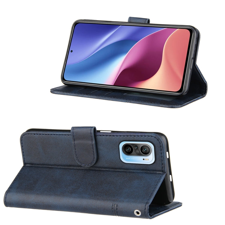 For Xiaomi Redmi K40 / K40 Pro / POCO F3 Stitching Calf Texture Buckle Horizontal Flip Leather Case with Holder & Card Slots & Wallet & Lanyard