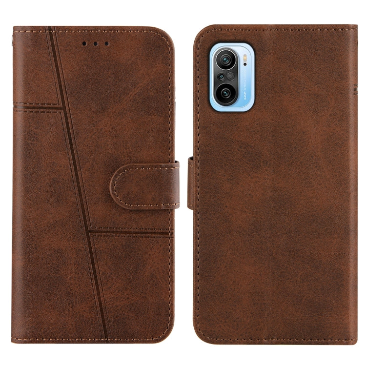 For Xiaomi Redmi K40 / K40 Pro / POCO F3 Stitching Calf Texture Buckle Horizontal Flip Leather Case with Holder & Card Slots & Wallet & Lanyard