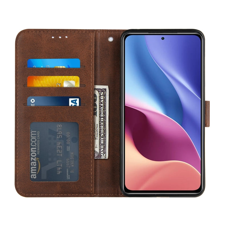 For Xiaomi Redmi K40 / K40 Pro / POCO F3 Stitching Calf Texture Buckle Horizontal Flip Leather Case with Holder & Card Slots & Wallet & Lanyard