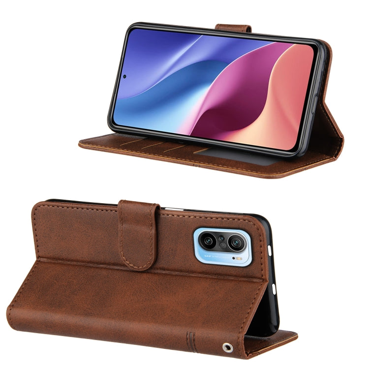 For Xiaomi Redmi K40 / K40 Pro / POCO F3 Stitching Calf Texture Buckle Horizontal Flip Leather Case with Holder & Card Slots & Wallet & Lanyard