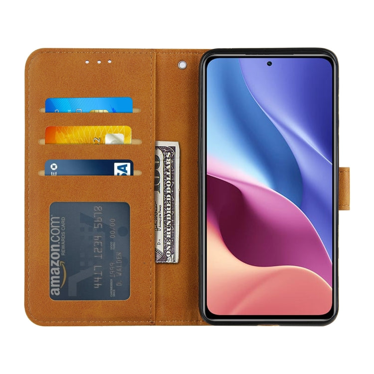 For Xiaomi Redmi K40 / K40 Pro / POCO F3 Stitching Calf Texture Buckle Horizontal Flip Leather Case with Holder & Card Slots & Wallet & Lanyard