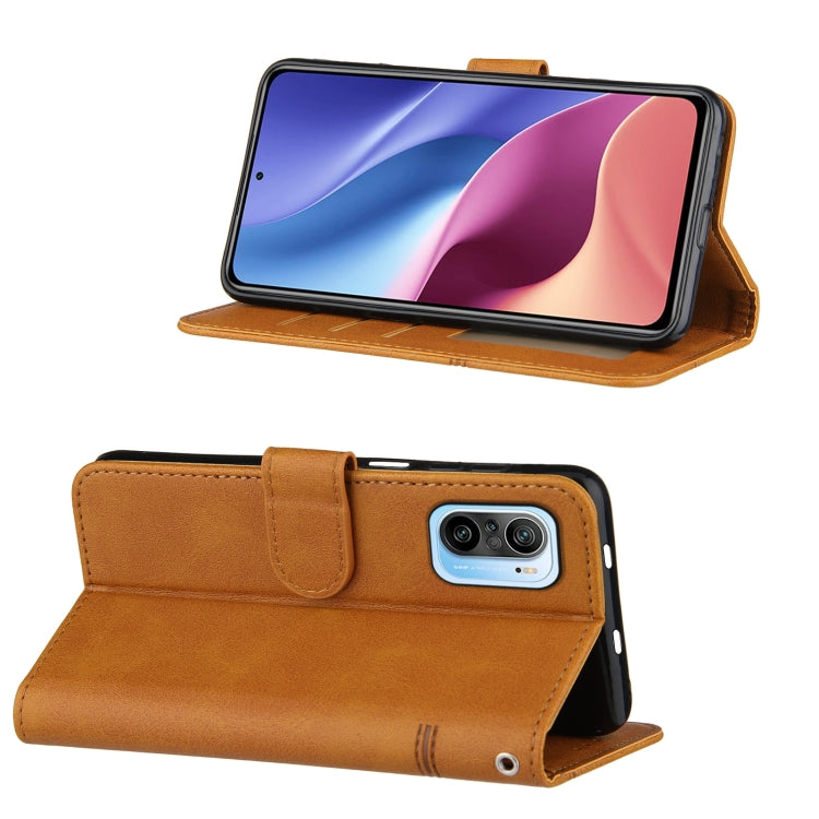 For Xiaomi Redmi K40 / K40 Pro / POCO F3 Stitching Calf Texture Buckle Horizontal Flip Leather Case with Holder & Card Slots & Wallet & Lanyard