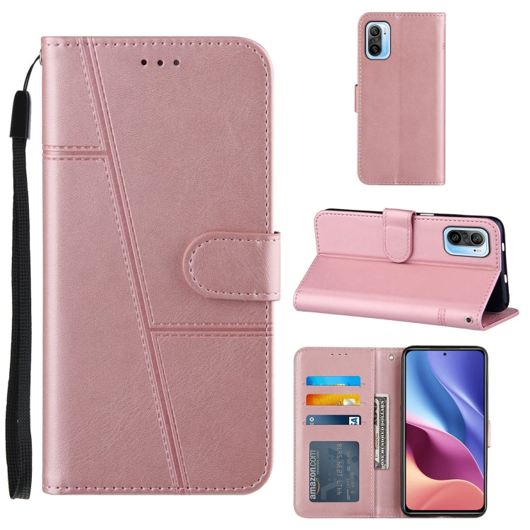 For Xiaomi Redmi K40 / K40 Pro / POCO F3 Stitching Calf Texture Buckle Horizontal Flip Leather Case with Holder & Card Slots & Wallet & Lanyard