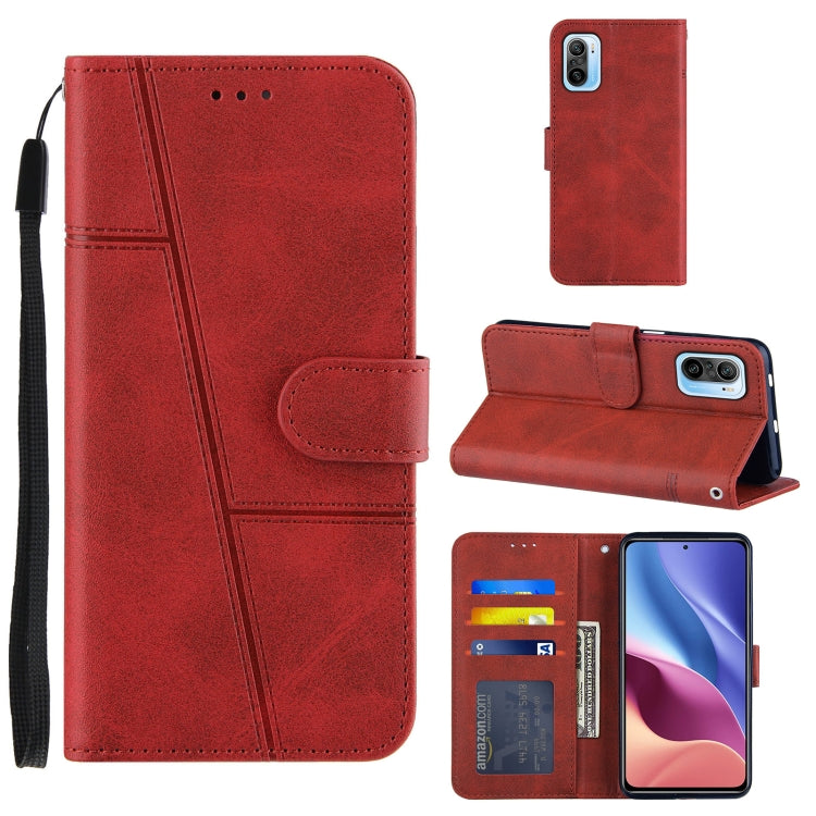 For Xiaomi Redmi K40 / K40 Pro / POCO F3 Stitching Calf Texture Buckle Horizontal Flip Leather Case with Holder & Card Slots & Wallet & Lanyard