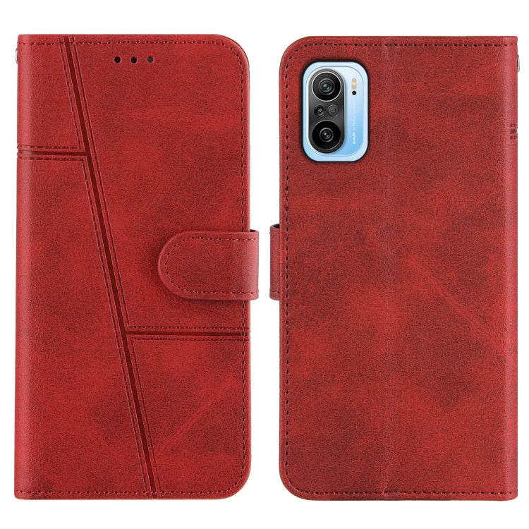 For Xiaomi Redmi K40 / K40 Pro / POCO F3 Stitching Calf Texture Buckle Horizontal Flip Leather Case with Holder & Card Slots & Wallet & Lanyard