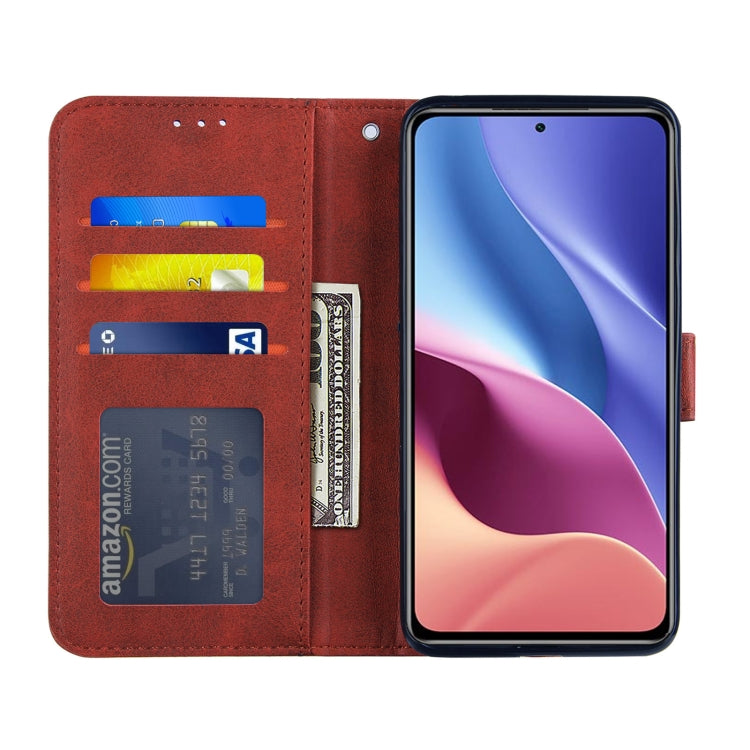 For Xiaomi Redmi K40 / K40 Pro / POCO F3 Stitching Calf Texture Buckle Horizontal Flip Leather Case with Holder & Card Slots & Wallet & Lanyard