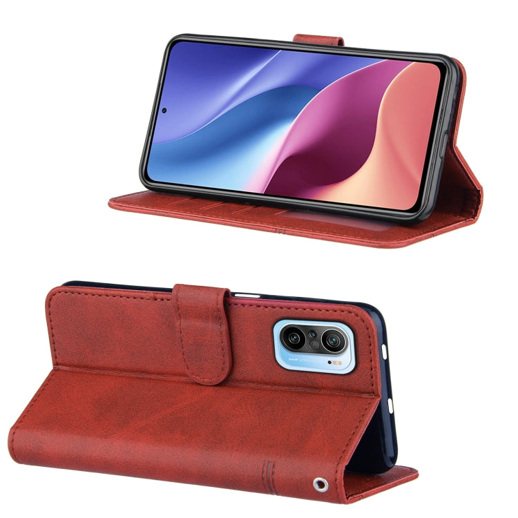 For Xiaomi Redmi K40 / K40 Pro / POCO F3 Stitching Calf Texture Buckle Horizontal Flip Leather Case with Holder & Card Slots & Wallet & Lanyard