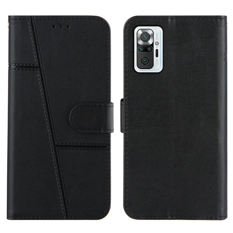 For Xiaomi Redmi Note 10 Pro /Note 10 Pro Max Stitching Calf Texture Buckle Horizontal Flip Leather Case with Holder & Card Slots & Wallet & Lanyard