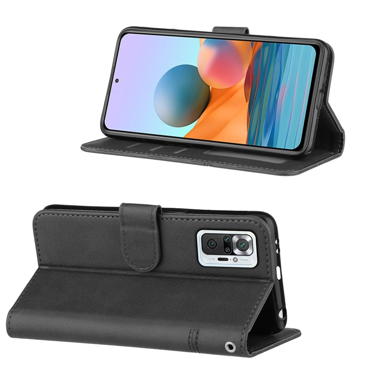 For Xiaomi Redmi Note 10 Pro /Note 10 Pro Max Stitching Calf Texture Buckle Horizontal Flip Leather Case with Holder & Card Slots & Wallet & Lanyard