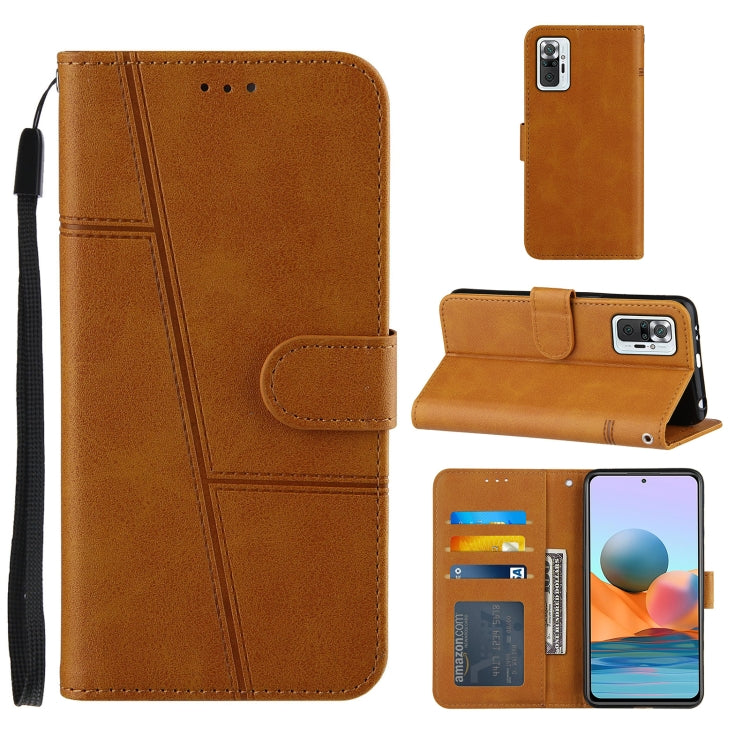 For Xiaomi Redmi Note 10 Pro /Note 10 Pro Max Stitching Calf Texture Buckle Horizontal Flip Leather Case with Holder & Card Slots & Wallet & Lanyard