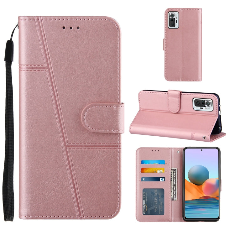For Xiaomi Redmi Note 10 Pro /Note 10 Pro Max Stitching Calf Texture Buckle Horizontal Flip Leather Case with Holder & Card Slots & Wallet & Lanyard