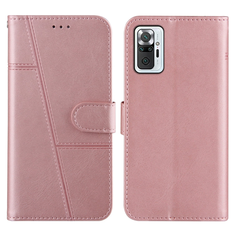 For Xiaomi Redmi Note 10 Pro /Note 10 Pro Max Stitching Calf Texture Buckle Horizontal Flip Leather Case with Holder & Card Slots & Wallet & Lanyard
