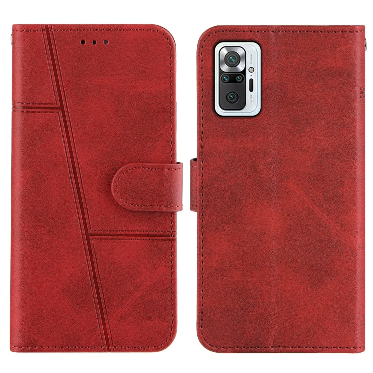 For Xiaomi Redmi Note 10 Pro /Note 10 Pro Max Stitching Calf Texture Buckle Horizontal Flip Leather Case with Holder & Card Slots & Wallet & Lanyard