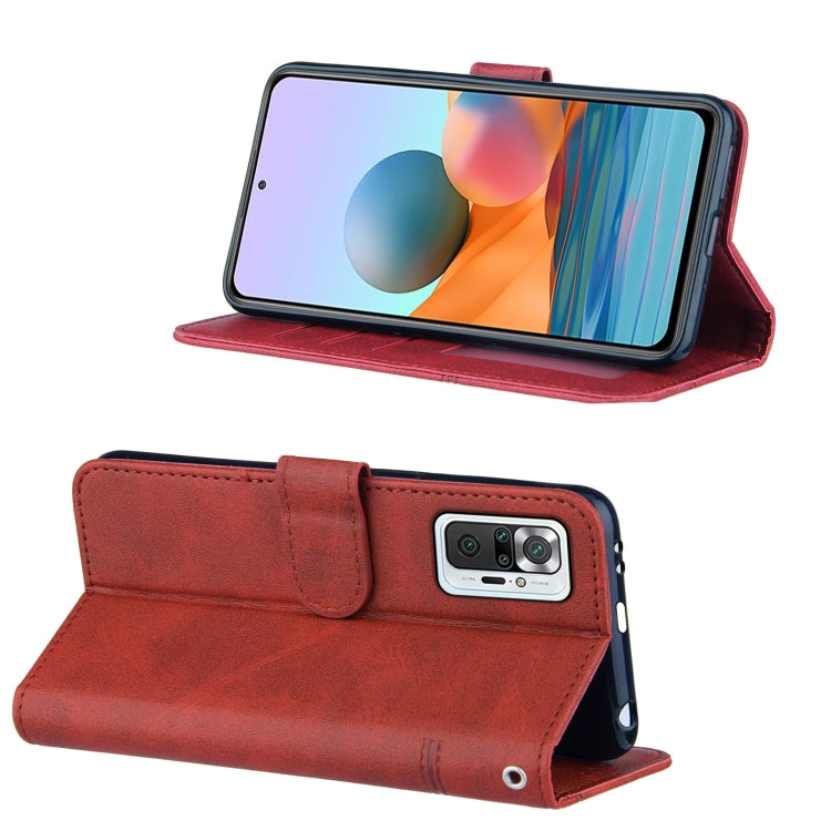 For Xiaomi Redmi Note 10 Pro /Note 10 Pro Max Stitching Calf Texture Buckle Horizontal Flip Leather Case with Holder & Card Slots & Wallet & Lanyard
